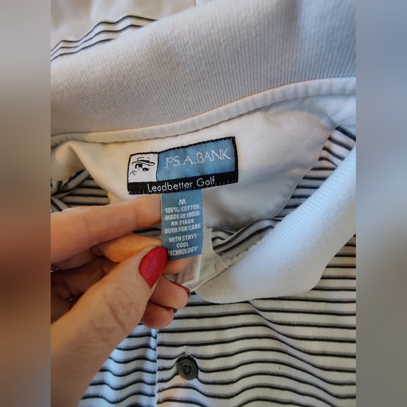Men's Jos. A. Bank Leadbetter Striped Golf Shirt (Med) π©Άβ³ππ€π©Ά - Picture 7 of 16